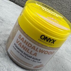 Onyx Professional Sandalwood Vanilla Foaming Sugar Scrub 16oz Shea Blue Tansy